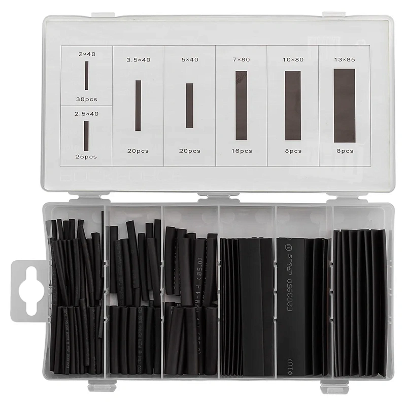 Трубки термоусадочные 2.0x40, 2,5x40, 3,5x40, 5x40, 7x80, 10x80, 13x85 мм 127 пр RockForce RF-820