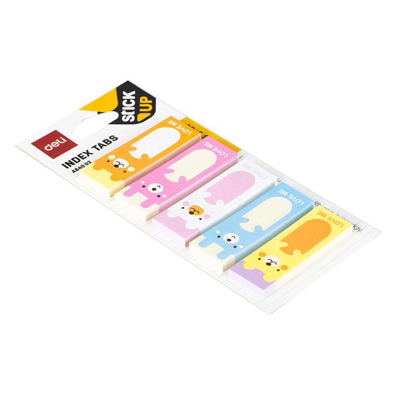 Закладки бумажные "Deli" с печатью, 45x15 мм, 150 шт, ассорти