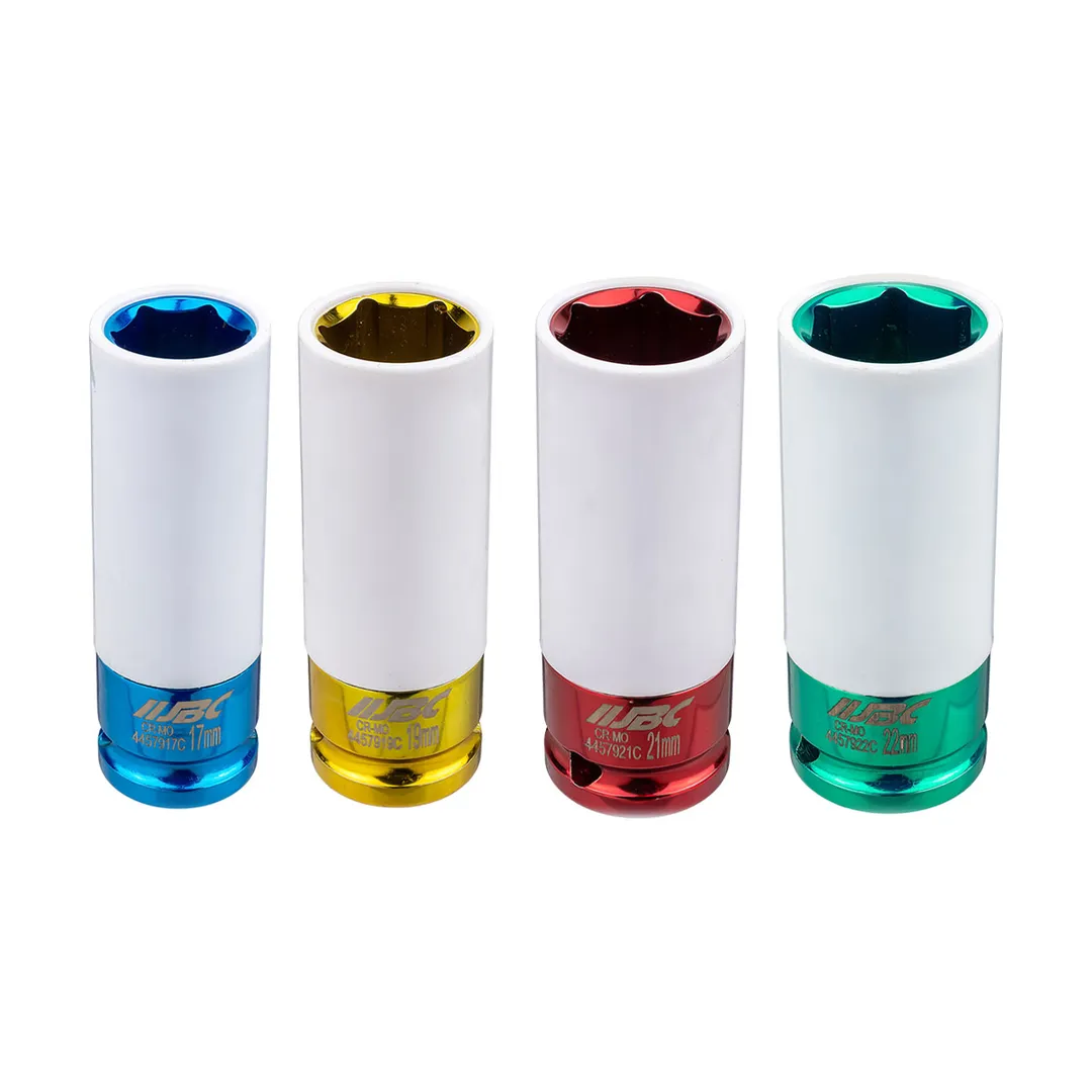 Набор ударных глубоких тонкостенных головок 17, 19, 21, 22 мм в защитном кожухе 4 пр 1/2'' 6-гр JBC JBC-4046