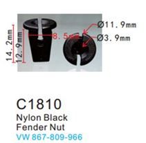 Клипса для крепления внутренней обшивки а/м Фольксваген пластиковая, 100 шт Forsage C1810(VW)