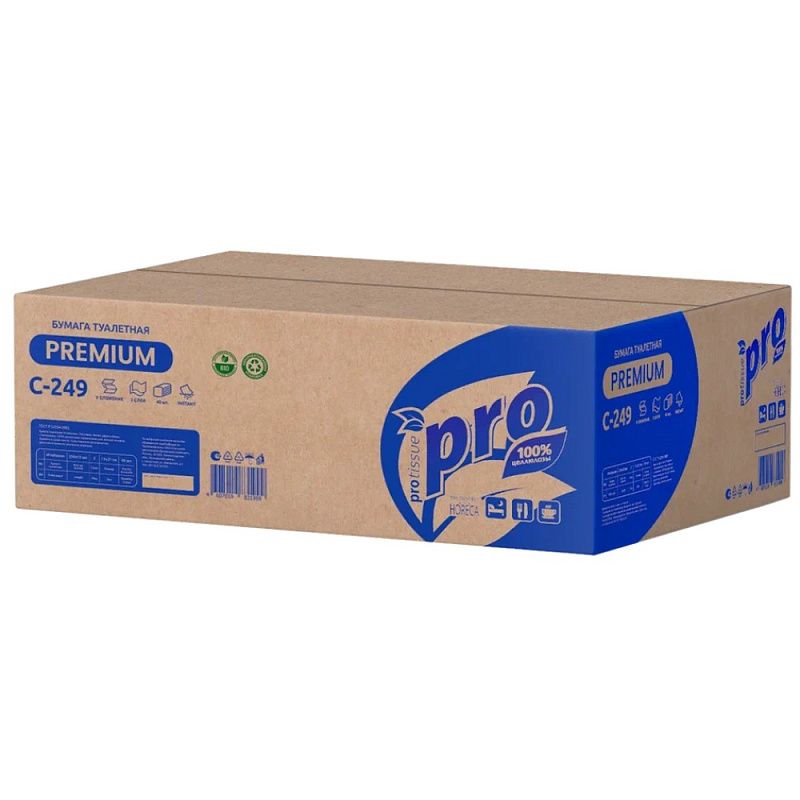 Бумага туалетная PROtissue, 250 листов, 2 слоя, Instant, 100% целлюлоза