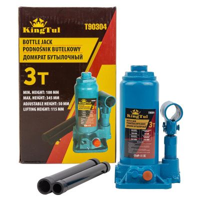 Домкрат бутылочный 3 т, 180-345 мм KINGTUL KT-T90304