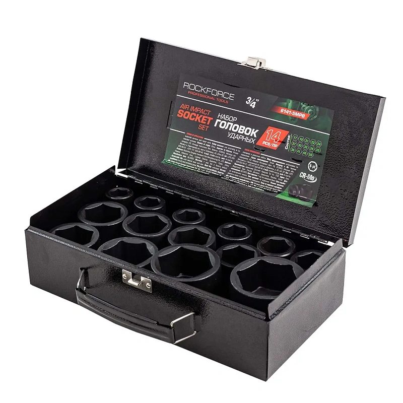 Набор головок ударных 3/4'' 14 пр. 6-гр 17-50 мм RockForce RF-6141-5MPB