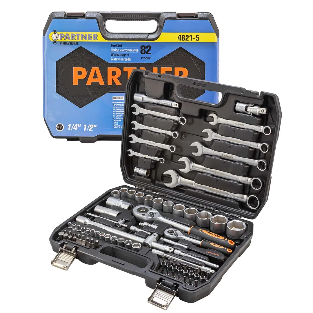 Набор инструментов 82 пр. 1/4''&1/2'' 6-гр Partner PA-4821-5
