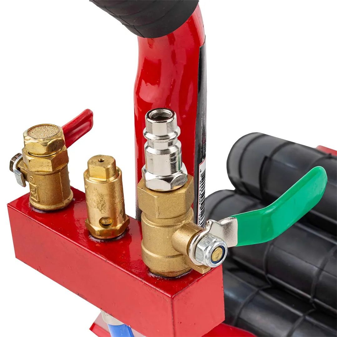 Домкрат подкатной пневматический 3,5 т 6-12bar, 135-420 мм, 3 подушки, Ø270 мм BaumAuto BM-TRA3812