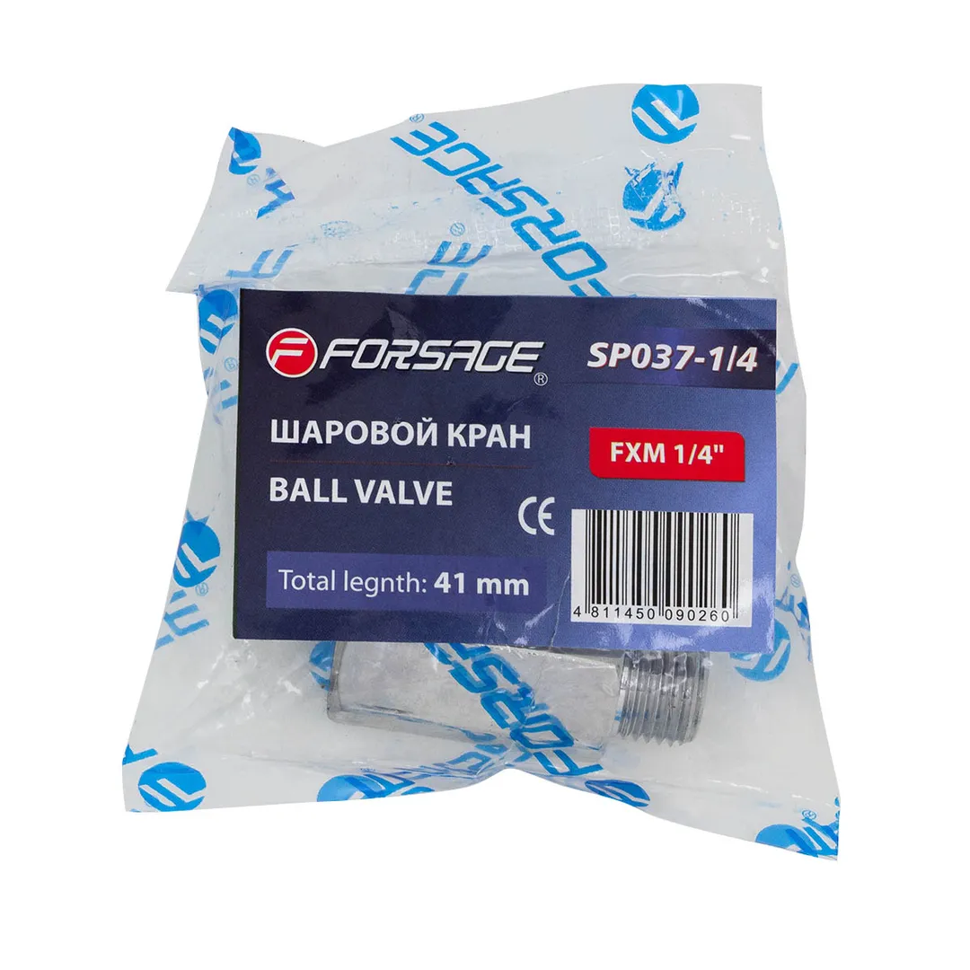Кран воздушный шаровый, внутр. резьба/наруж. резьба 1/4" Forsage F-SP037-1/4