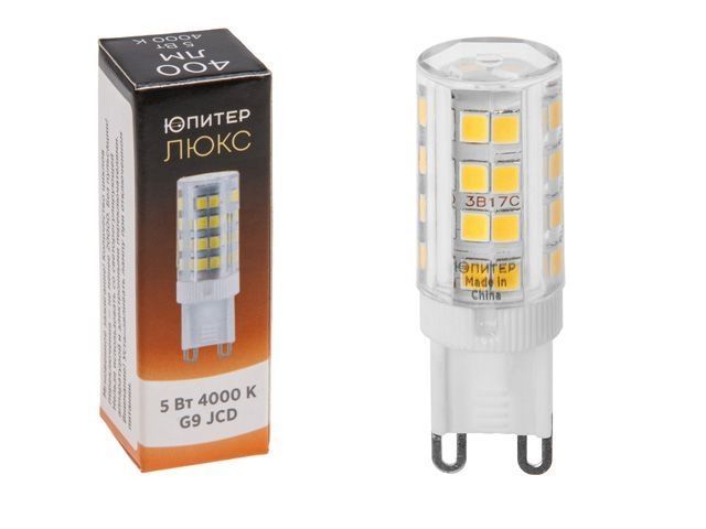 Лампа светодиодная JCD 5 Вт 230В G9 4000К ЛЮКС Юпитер JP5101-43