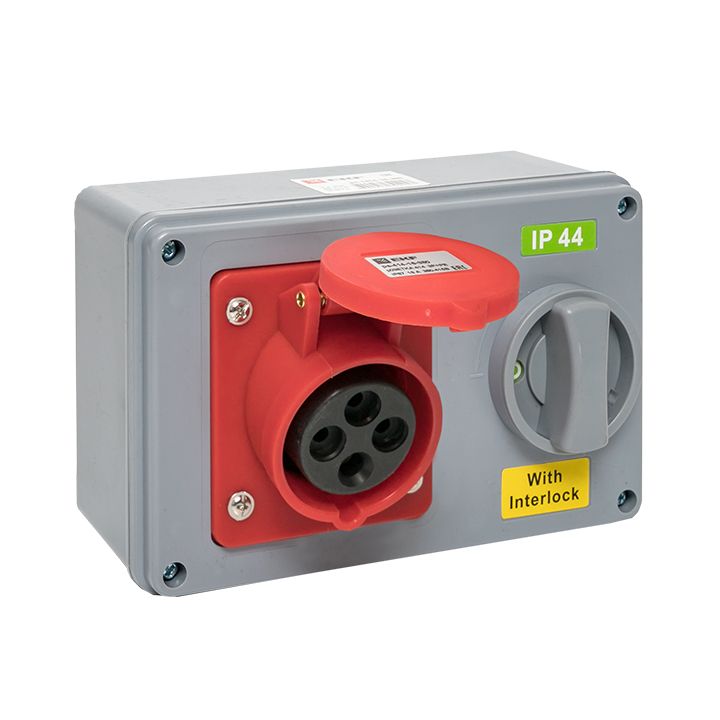 Розетка с блокировкой и выключателем 1414 3Р+РЕ 16А 380В IP44 EKF ps-1414-16-380