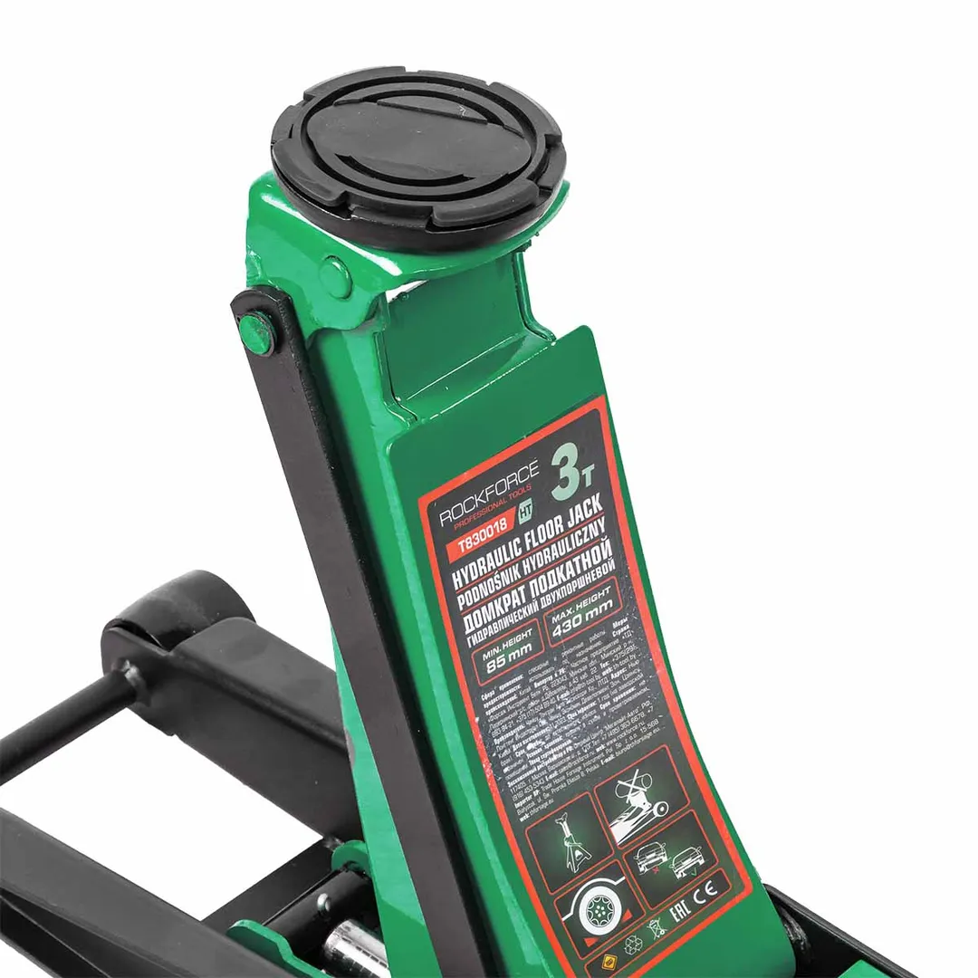 Домкрат подкатной гидравлический двухпоршневой 3 т 85-430 мм RockForce RF-T830018 HT