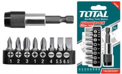 Набор бит с держателем PH, SL, PZ 1/4'' 9 пр TOTAL TACSD3091