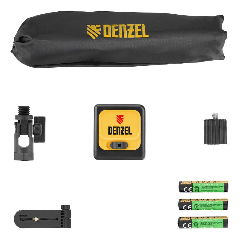 Лазерный уровень DQB-T, 30 м, зеленый луч, батарейки, штатив Denzel 350165