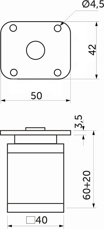 Опора мебельная алюм. DAKP-27 h60 с регул. хром AKS 75652
