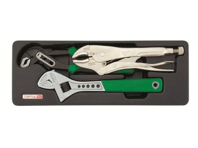 Набор-сет плоскогубцы перест., зажим, ключ разводн. 10'' 136х364мм Toptul GВAT0303