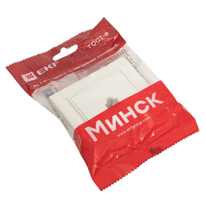 Минск Розетка RJ-45 1-местная СП белая EKF Basic ERK01-035-10