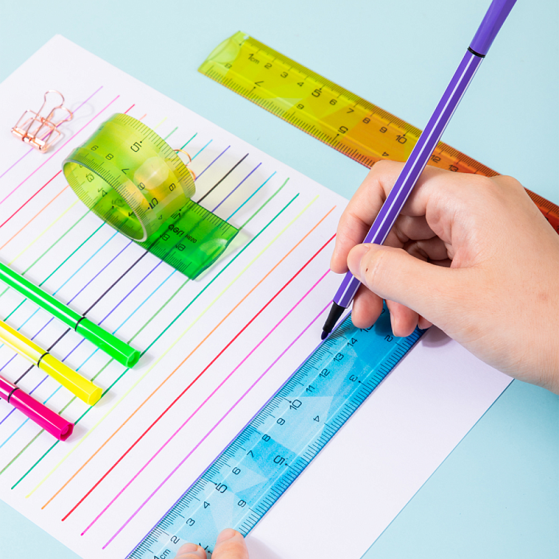 Линейка "Deli", 20 см, прозрачный, ассорти