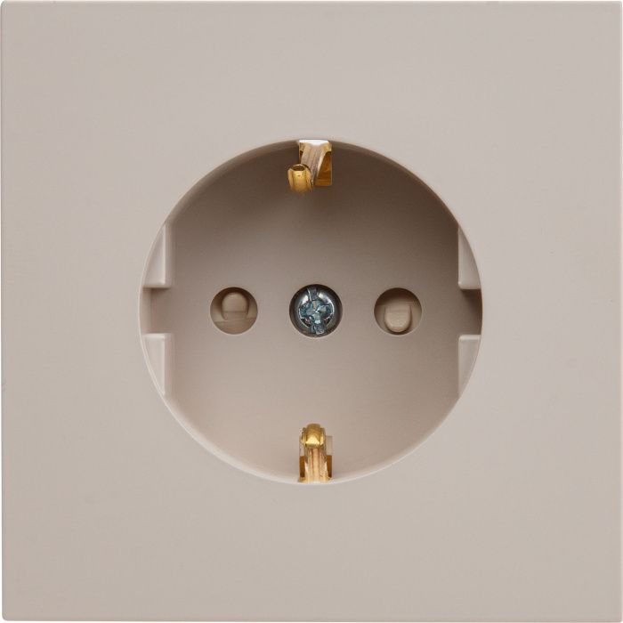Розетка 1-ая (скрытая, с/з, з/ш) песочная, Carre, Bylectrica РС16-1606 песочн