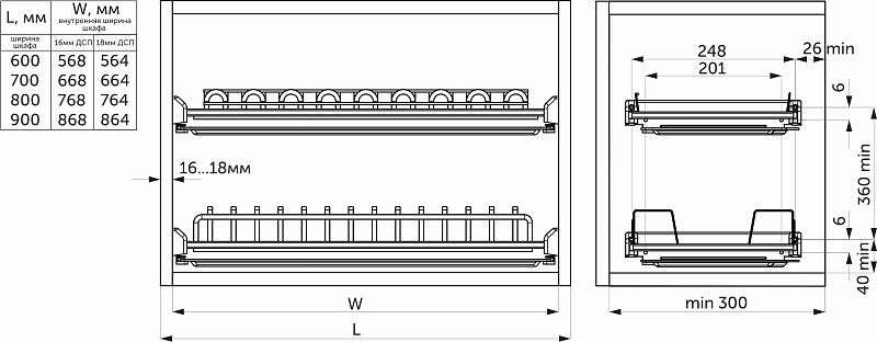 Сушка для посуды 700 FOCUS, графит PRIME by AKS 112528