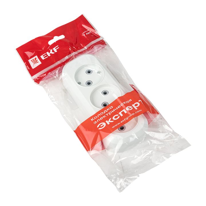 Колодка 3 гн, 10А 2,2кВт б/з Эксперт EKF PROxima AKB10-3