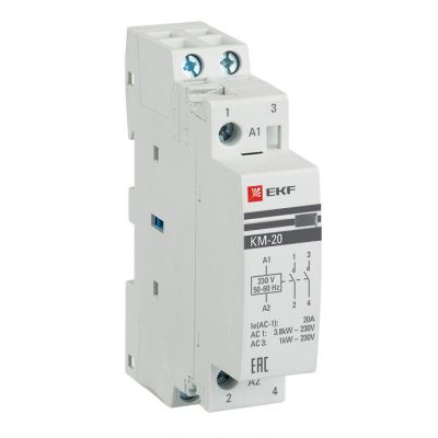 Контактор модульный КМ 20А 2NО (1 мод,) EKF PROxima km-1-20-20