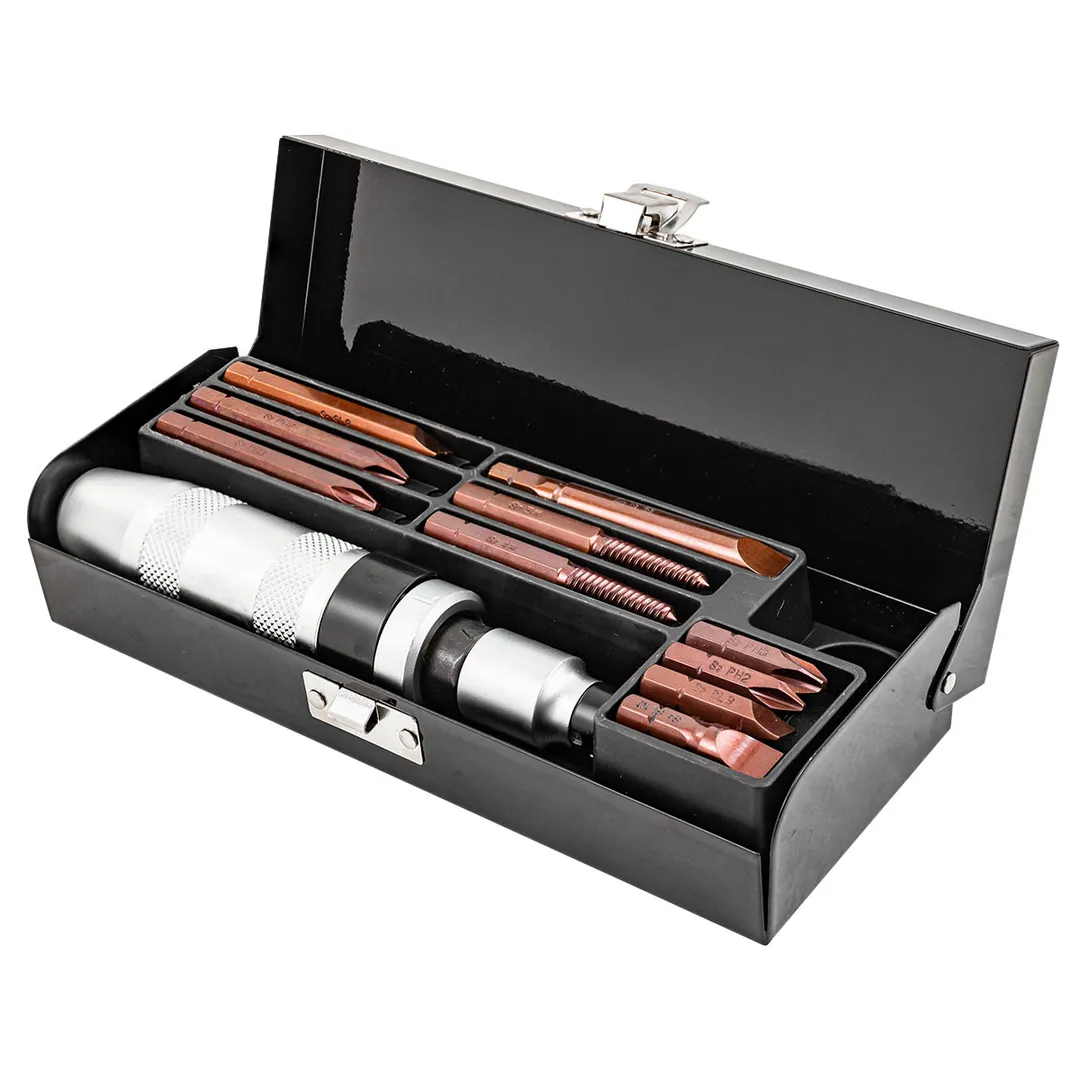 Отвертка ударная с комплектом бит и адаптером, набор 12 пр. ForceKraft FK-5064P