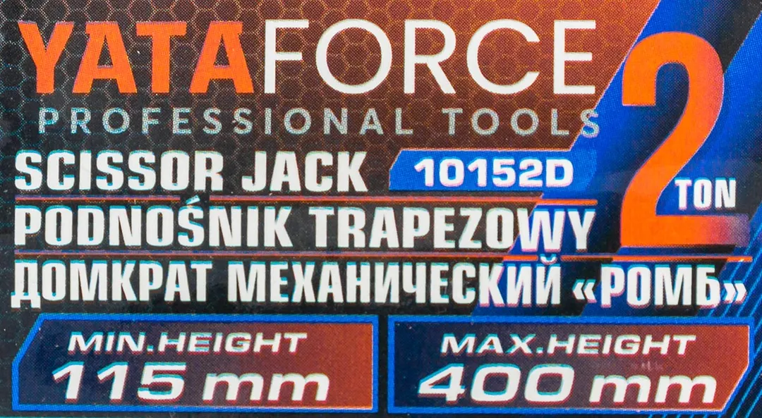 Домкрат механический ''ромб'' 2 т, 115-400 мм, L-420 мм в водоотталкивающем чехле YATAFORCE YF-10152D