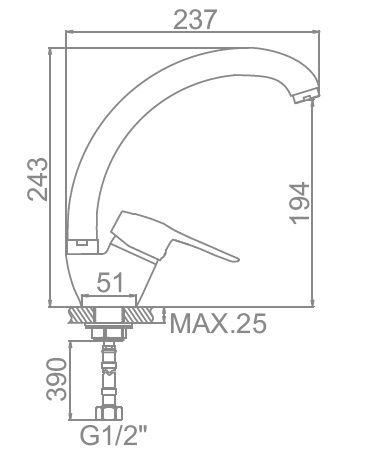 Смеситель для кухни, цинк, хром Ledeme L5928-B