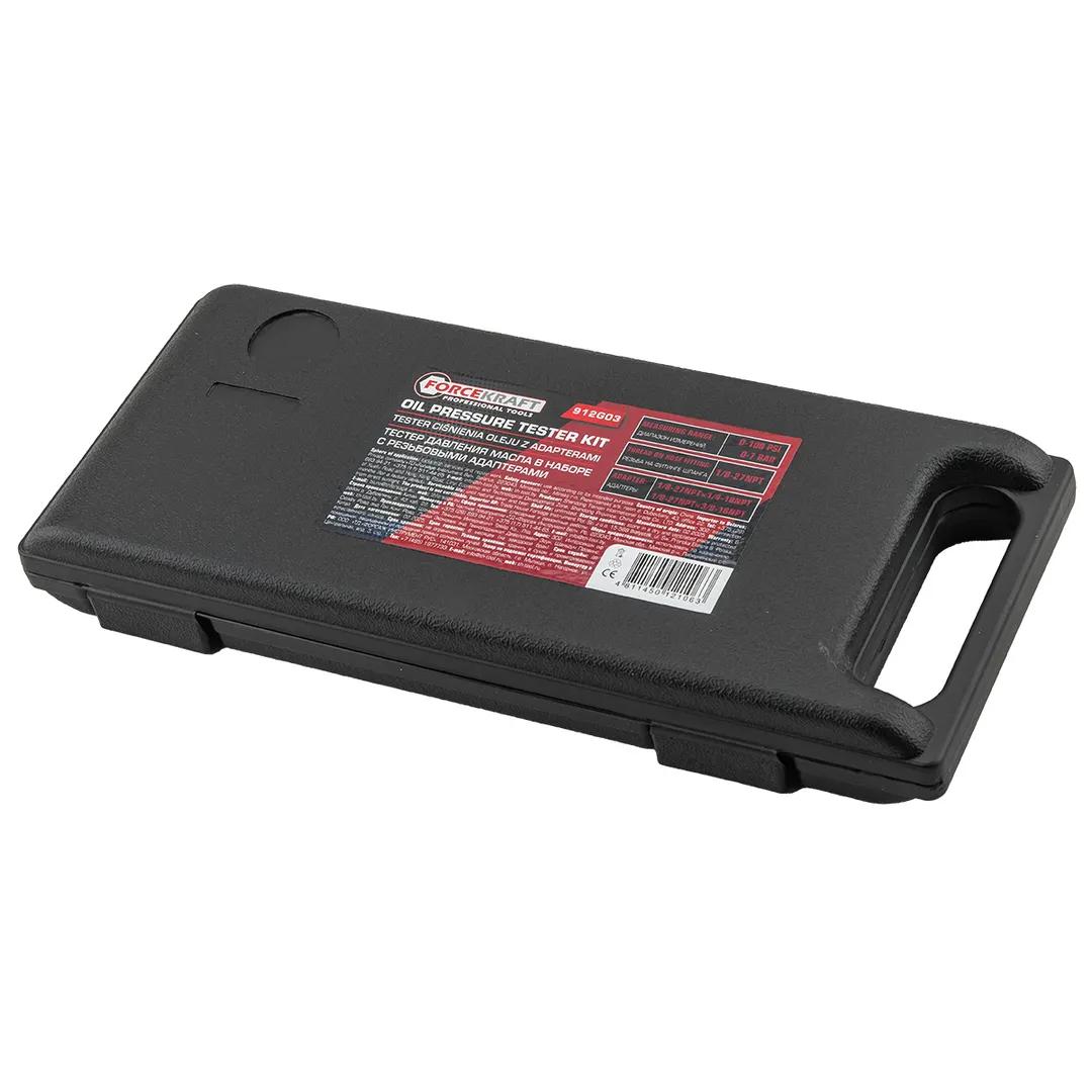 Тестер давления масла в наборе с резьбовыми адаптерами 3 пр., 0-7bar ForceKraft FK-912G03