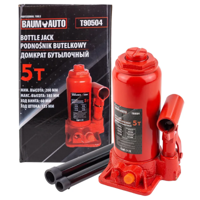 Домкрат бутылочный 5 т, 200-385 мм BaumAuto BM-T90504