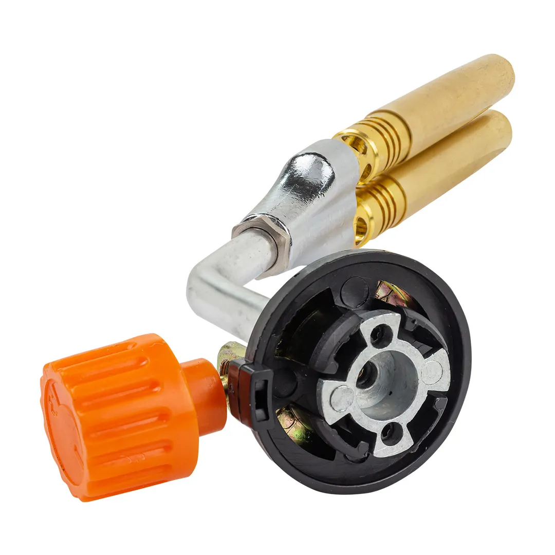 Горелка газовая с двойным соплом на цанговый баллон t-1300 гр., угол поворота сопла 360 гр. Forsage F-245GB