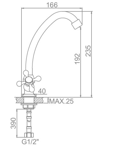 Смеситель для кухни, цинк, хром Ledeme L4909
