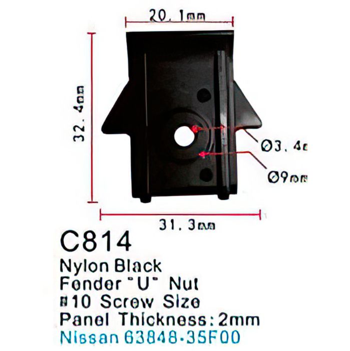 Клипса для крепления внутренней обшивки а/м Ниссан пластиковая, 100 шт Forsage C0814(Nissan)
