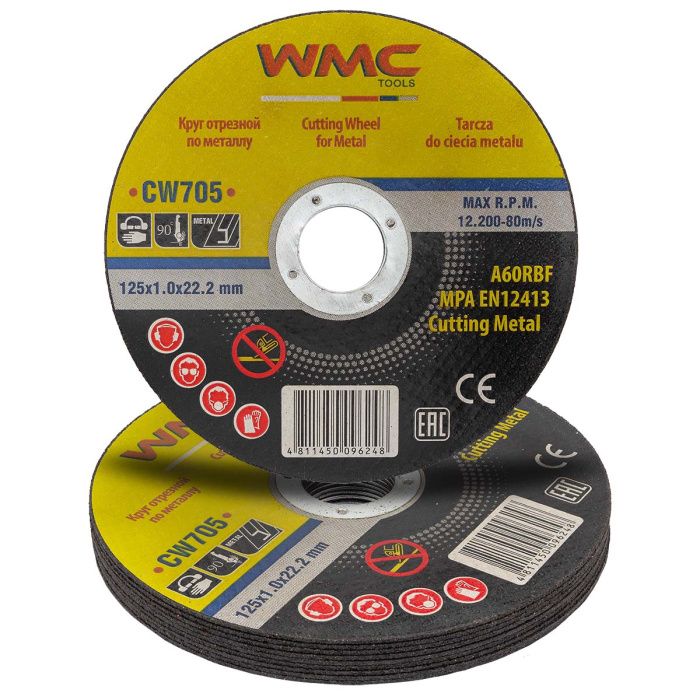Круг отрезной 125x1.0x22.2 мм, 10 шт WMC TOOLS WMC-CW705(10 шт к-т)