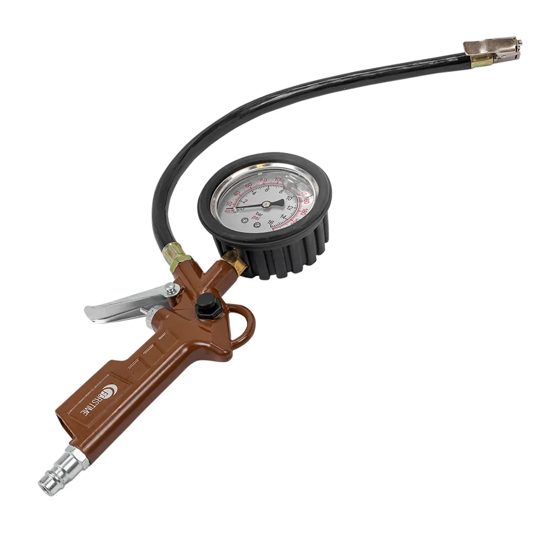 Пистолет для подкачки шин с аналоговым манометром и шлангом, 0-16bar, в манометре глицирин FORSTIME FT-2370G