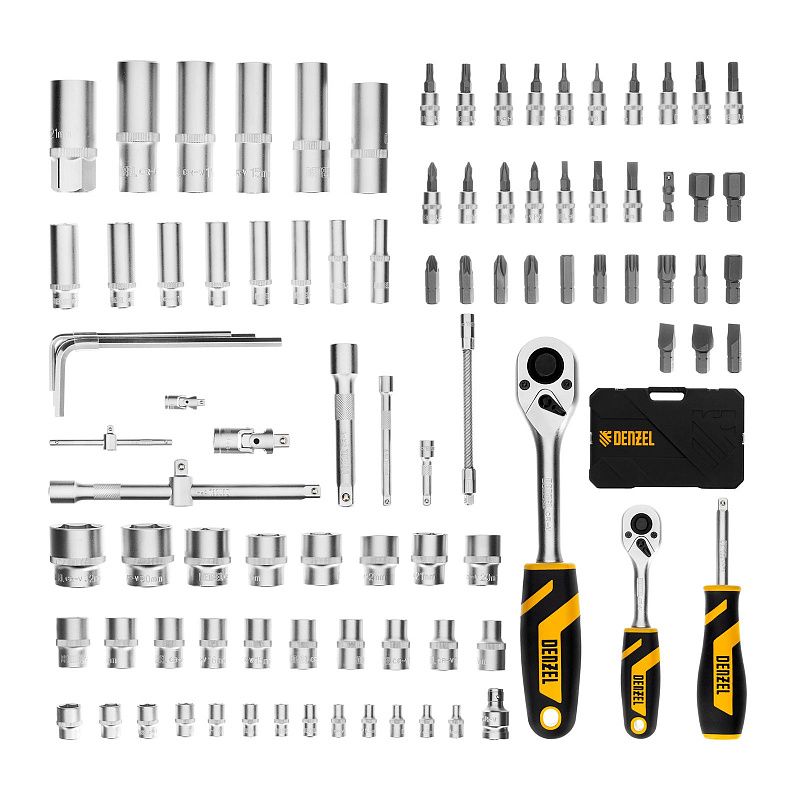 Набор инструментов 1/4"&1/2", CrV, S2, 94 пр Denzel 15813