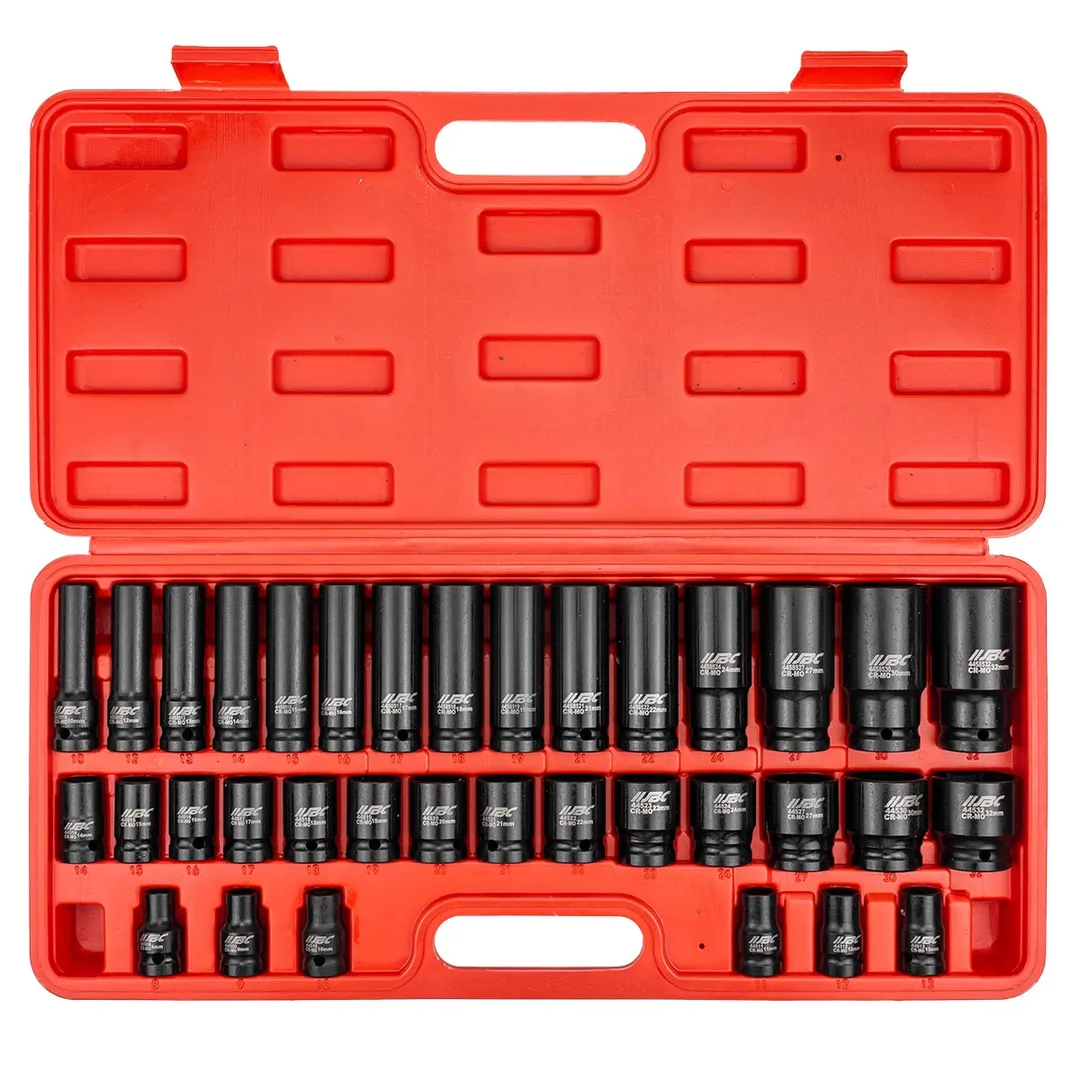 Набор ударных головок 1/2", 6-гр, короткие 38 мм: 8-32 мм, глубокие 78 мм: 10-32 мм, 35 пр JBC JBC-4353-5MPB