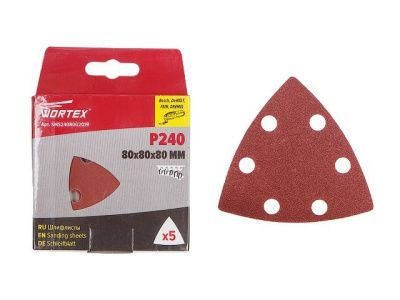 Шлифлист 80мм дельта Р240 д/дерева 6 отв. 5 шт. WORTEX SMS24080G2019