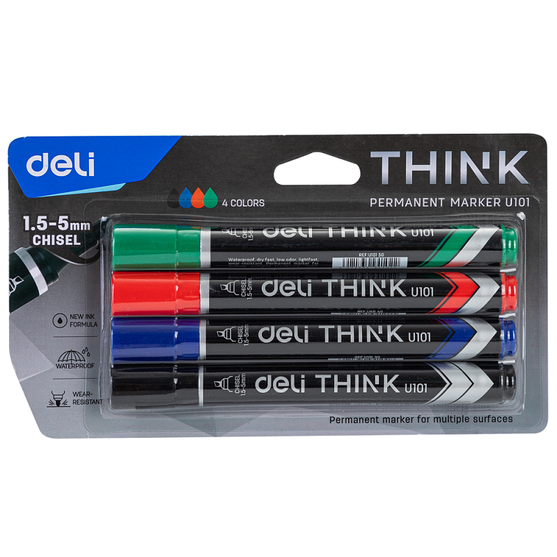 Набор маркеров перманентных "Think", 4 шт, ассорти