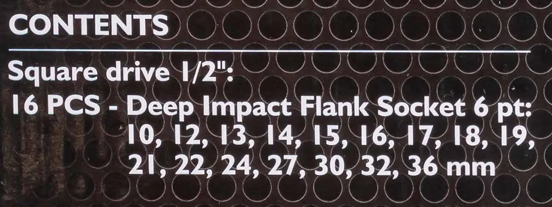 Набор ударных глубоких головок 10-36 мм 1/2'' 16 пр 6-гр JCB JCB-4167-5MPB