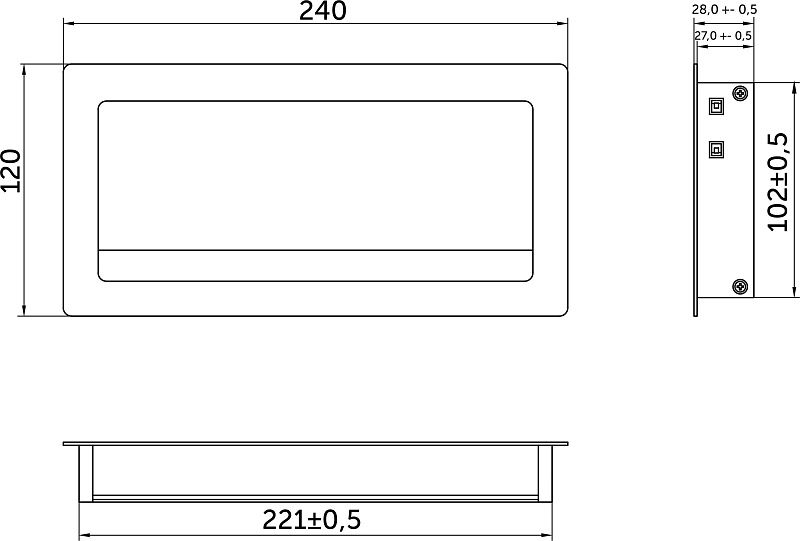 Пропуск кабельный металл 240х120мм брашированное серебро AKS 123683