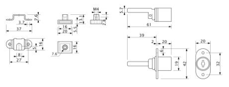 Замок для выдвижных 4-х ящиков механический центральный 288/800, черный, AKS 117303