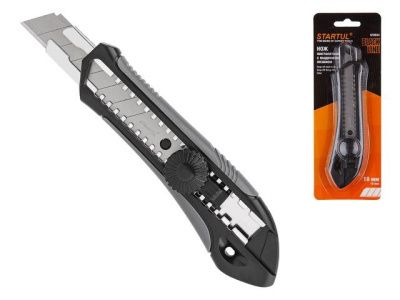 Нож пистолетный с выдвижным лезвием 18мм BLACK LINE STARTUL ST0924