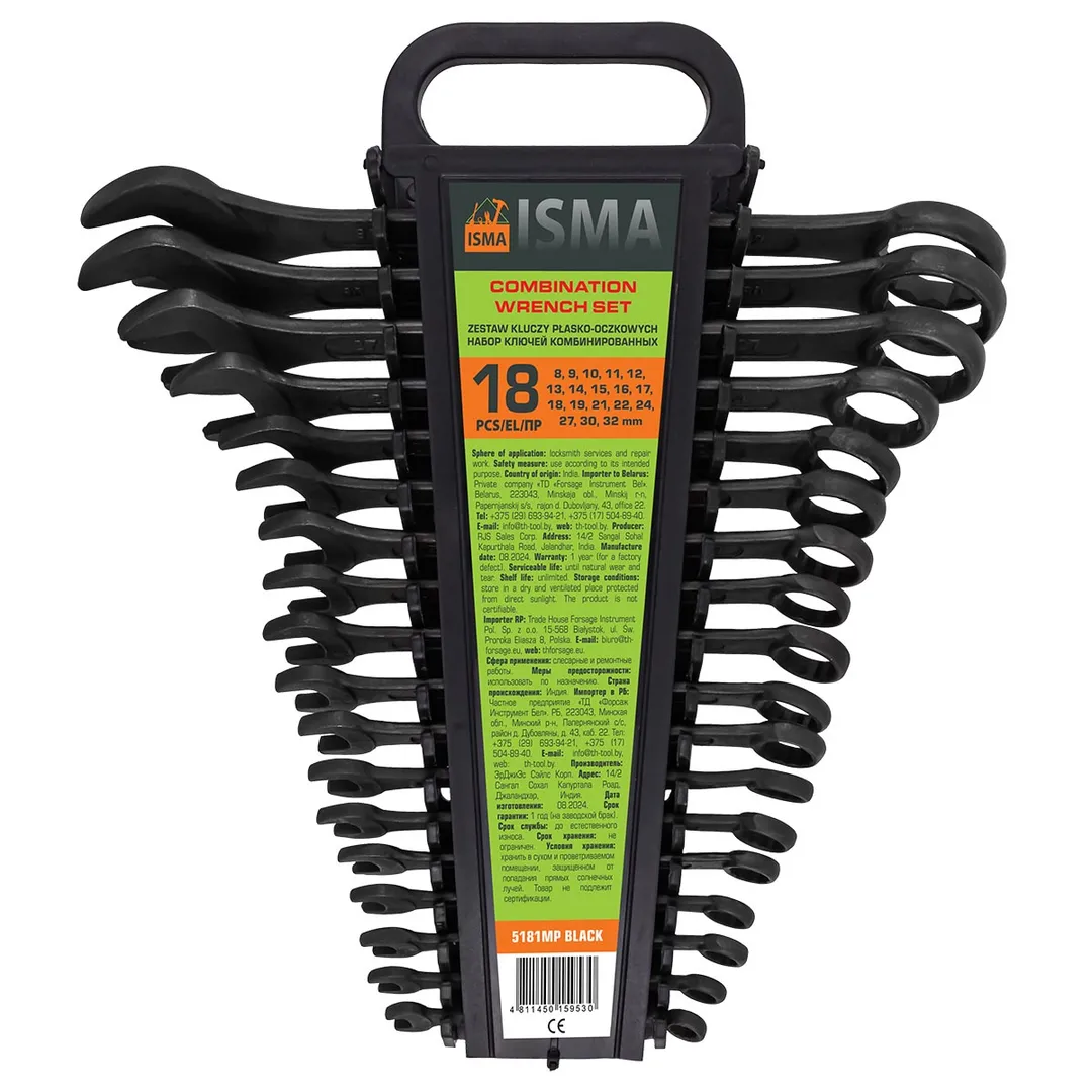 Набор ключей комбинированных 8-32 мм 18 пр ISMA ISMA-5181MP BLACK
