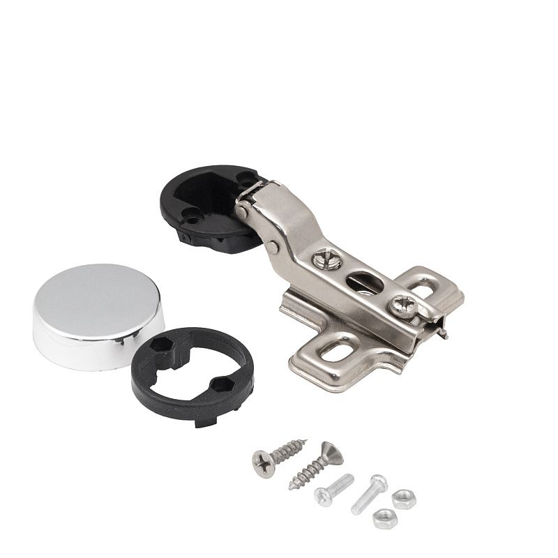 Петля д/стекла полунакладная с пружиной h0 slide-on, круглая заглушка хром, GRIDLI 123354