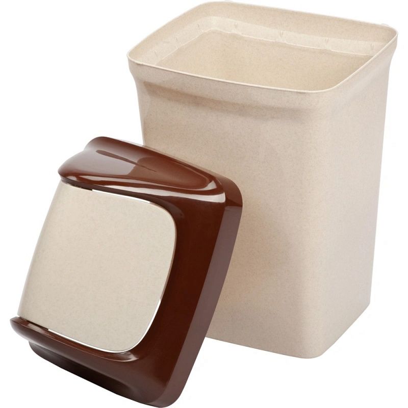 Урна для мусора 25л «СВИНГ», пластик, с крышкой, бежевый мрамор