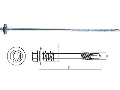 Саморез для сэндвич-панелей 6.3/5.5х105 мм цинк, шайба с прокл., 100 шт в карт. уп., Starfix SMC5-38915-100