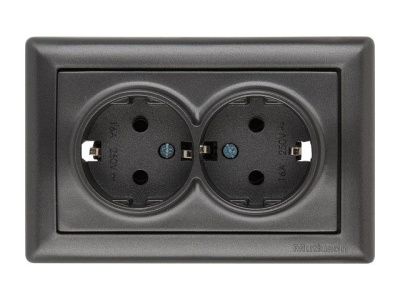 Розетка 2-ая, скрытая,с/з, керамика, дымчатая, DARIA, 16 A, 250 V, IP 20, Mutlusan 21202000295