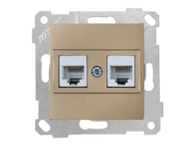 Розетка компьютерная 2xRJ45, Cat5e, скрытая, без рамки, золото, RITA, Mutlusan 22001380180