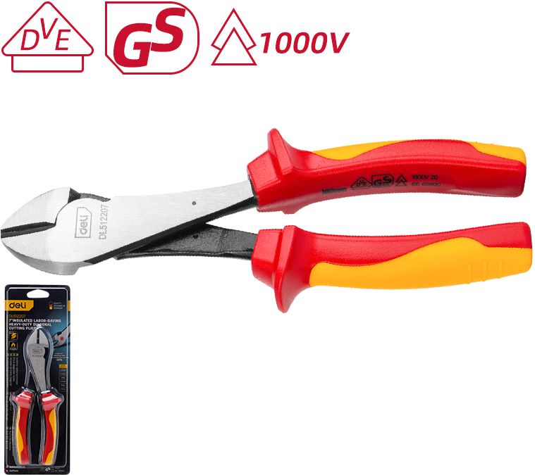 Бокорезы "Deli", 180 мм, красный, желтый