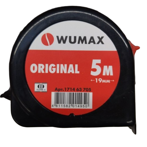 Рулетка измерительная, 5м*19 мм, 2 класс, ORIGINAL, WUMAX 171463705