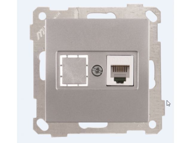 Розетка телефонная 1хRJ12, скрытая, без рамки серебро, DARIA, Mutlusan 2100 125 0182